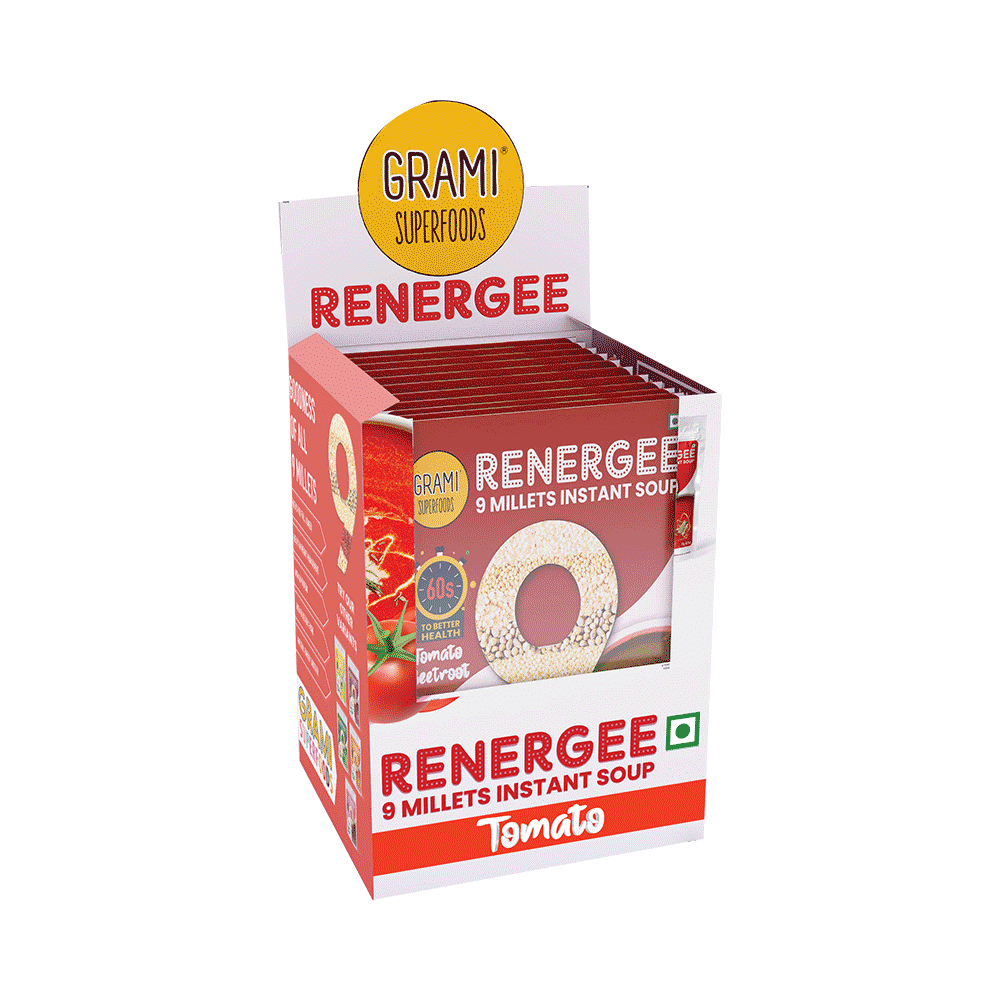 Grami Superfoods Renergee 9 Millets Instant Gluten Free Soup Sachet (20gm Each) Tomato - Image 1