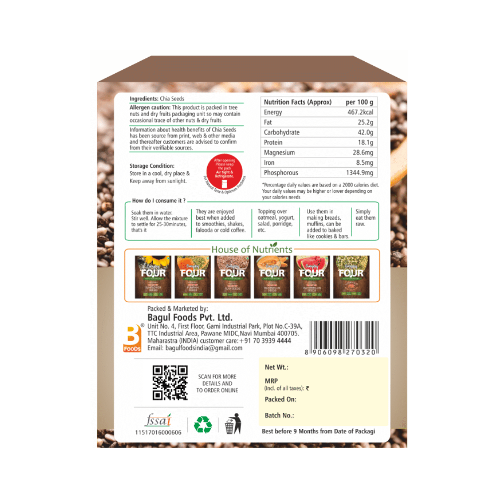 Everyday Four Raw Chia Seeds (150gm Each) - Image 2