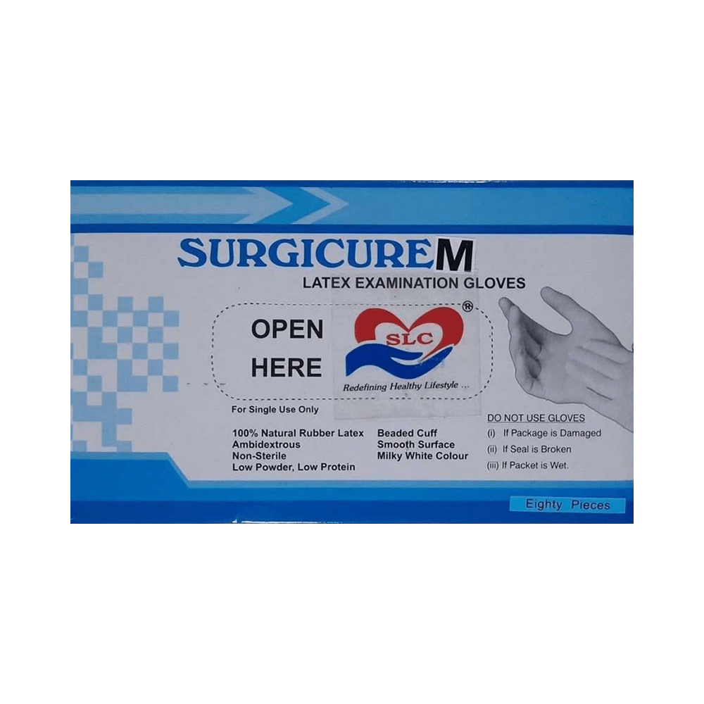 SLC Surgicure Latex Examination Gloves Medium Size Milky White - Image 1