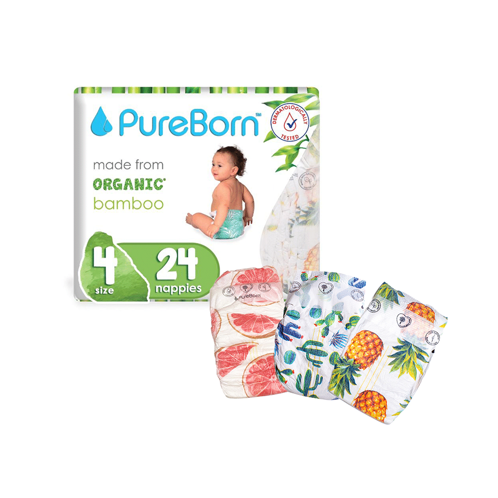 PureBorn Printed Nappies Size 4 - Image 1