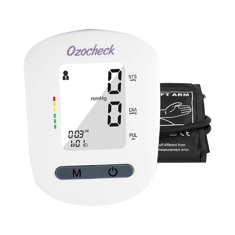 Ozocheck Fully Automatic Digital Blood Pressure & Pulse Rate Monitor with Wrap Cuff & Large Screen Display (White)