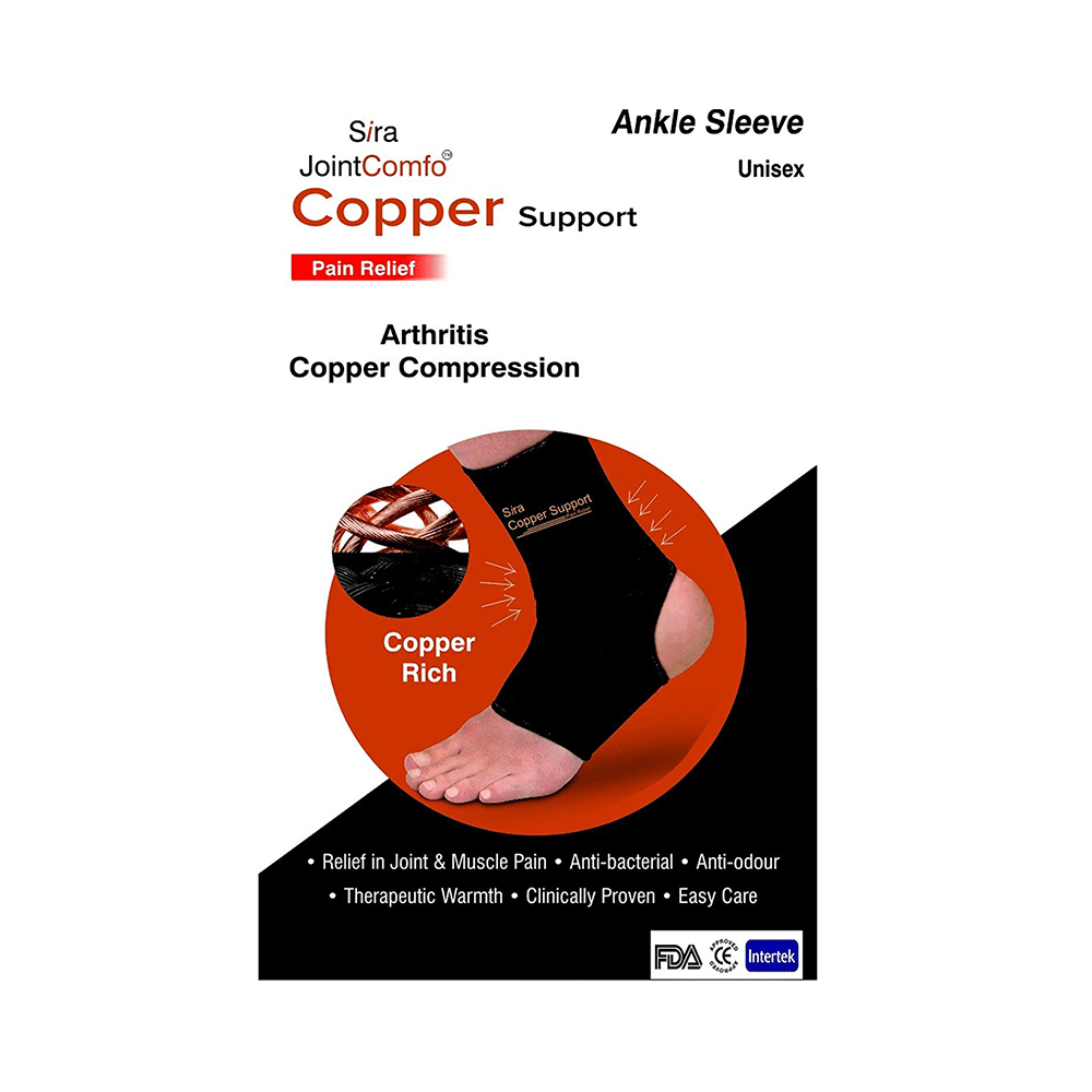 Sira Copper Compression Ankle Sleeve Support Large