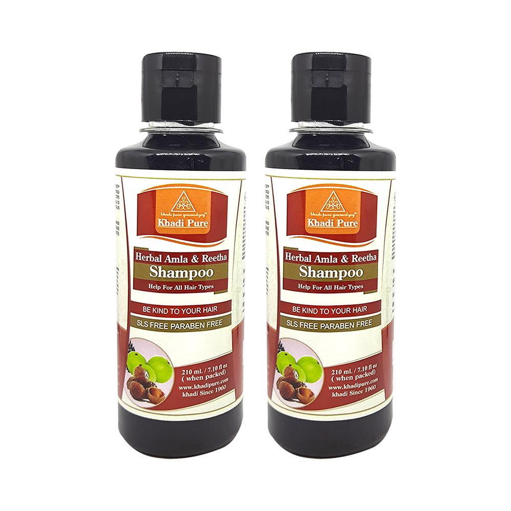 Khadi Pure Herbal Amla & Reetha Shampoo (210ml Each) - Image 1