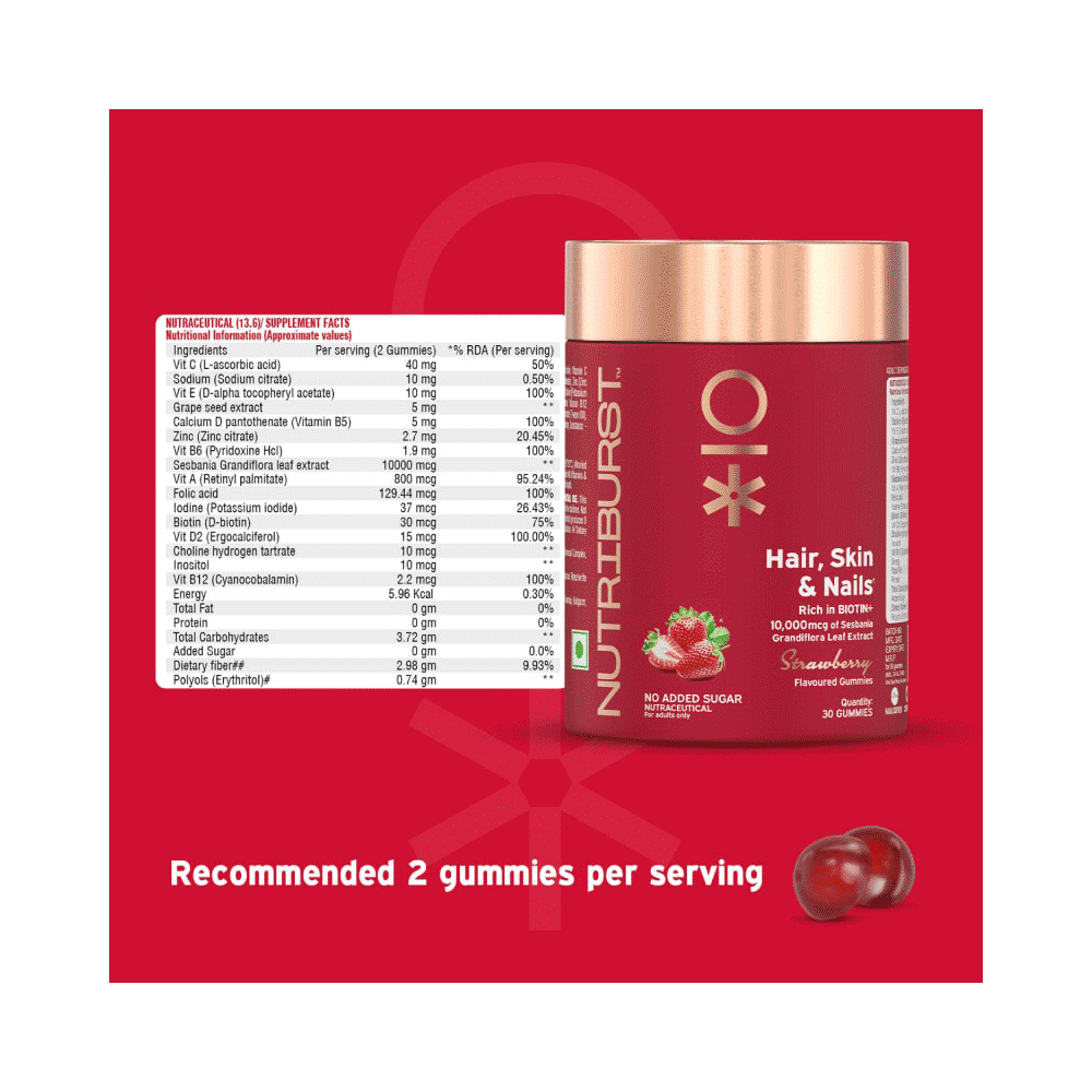 Nutriburst Hair, Skin & Nails Gummies Strawberry - Image 9