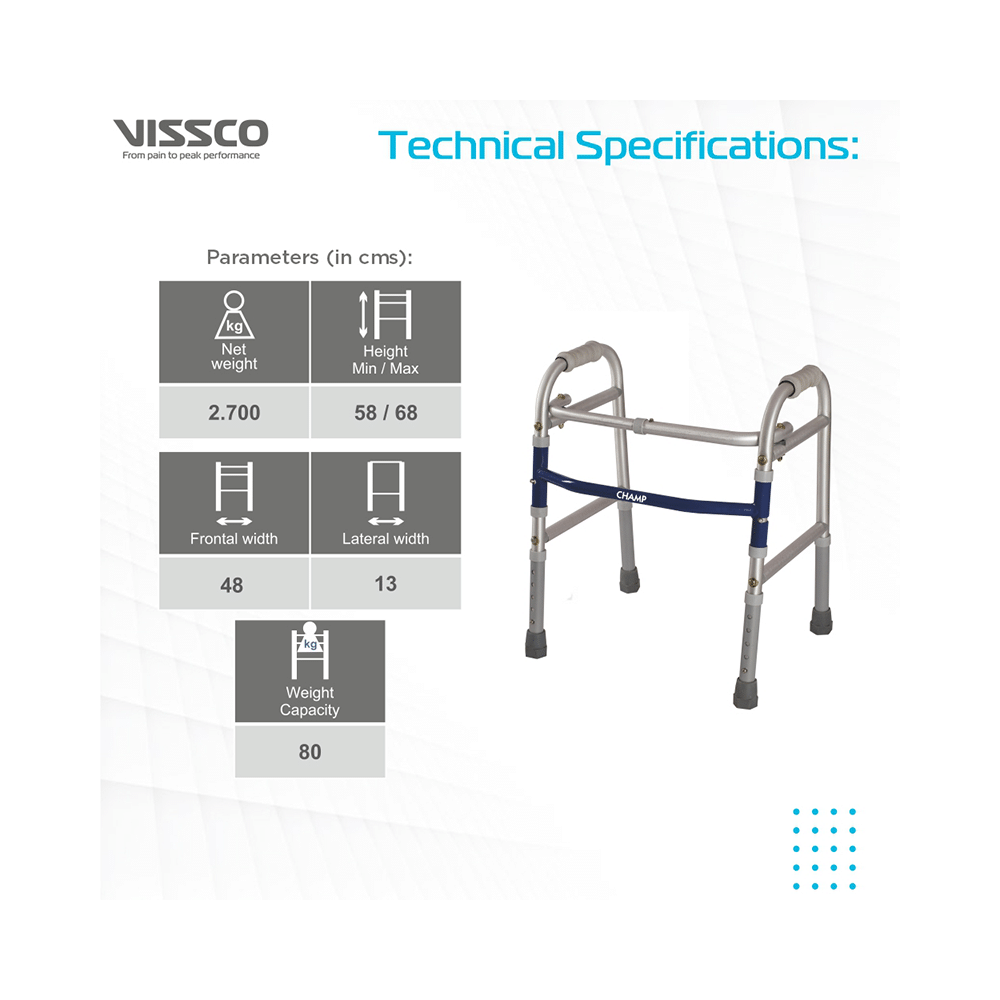 Vissco 3901 Champ Folding Walker-Child Universal Grey - Image 2