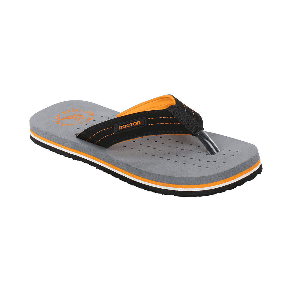 Doctor Extra Soft D28 Orthopaedic and Diabetic Super Fit Comfort Doctor Slipper, Flip-Flop, Cushion, Slides and House Slipper for Men Grey/Orange 13 - Image 9