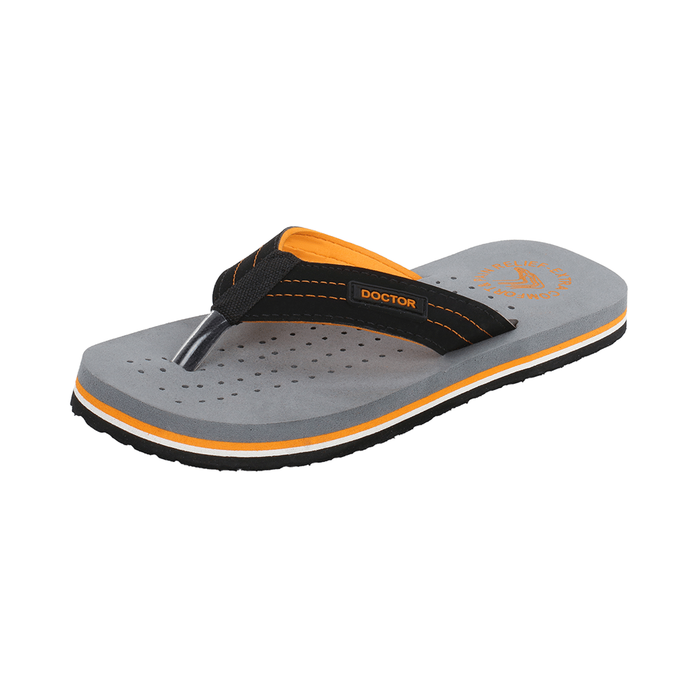 Doctor Extra Soft D28 Orthopaedic and Diabetic Super Fit Comfort Doctor Slipper, Flip-Flop, Cushion, Slides and House Slipper for Men Grey/Orange 13 - Image 8