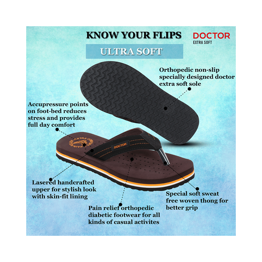 Doctor Extra Soft D28 Orthopaedic and Diabetic Super Fit Comfort Doctor Slipper, Flip-Flop, Cushion, Slides and House Slipper for Men Grey/Orange 13 - Image 10