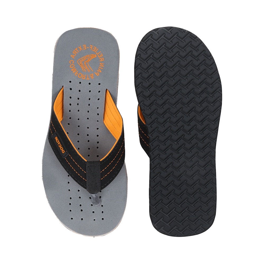 Doctor Extra Soft D28 Orthopaedic and Diabetic Super Fit Comfort Doctor Slipper, Flip-Flop, Cushion, Slides and House Slipper for Men Grey/Orange 13 - Image 2