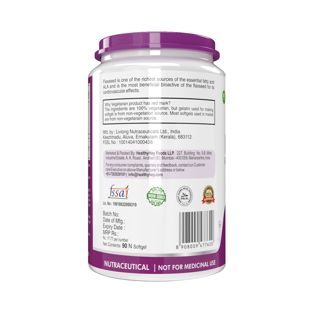 HealthyHey Omega 3 Flax Seed with Vitamin E Softgels - Image 3