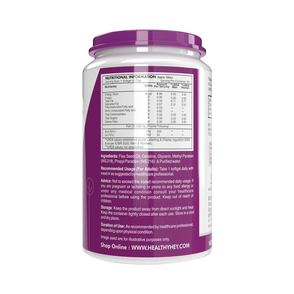 HealthyHey Omega 3 Flax Seed with Vitamin E Softgels - Image 2