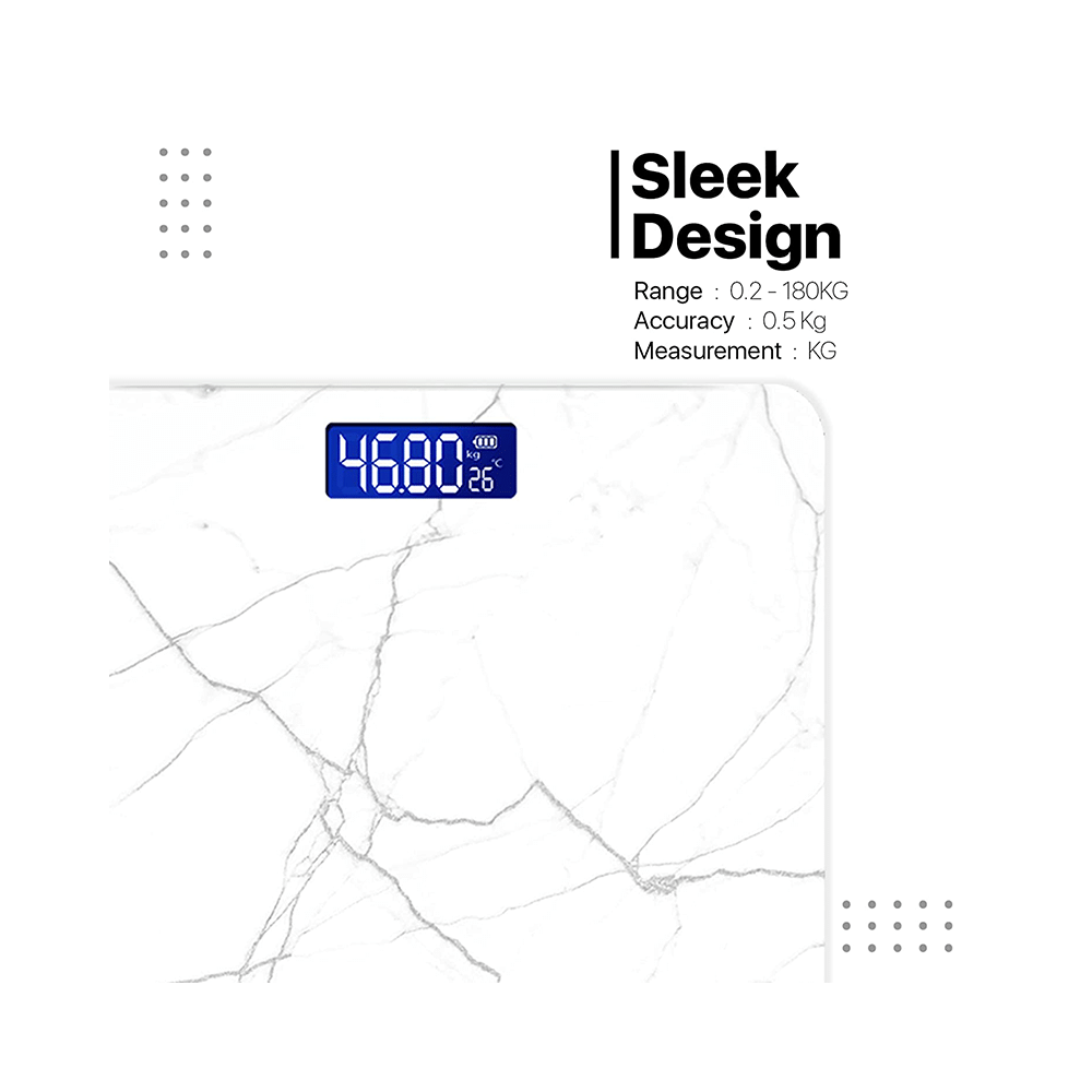 Vandelay Spirit Series Body Weighing Scale White Marble - Image 3