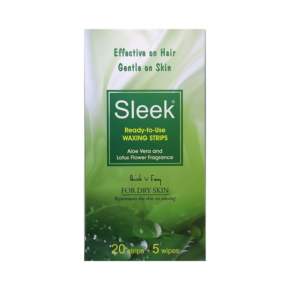 Sleek Ready-To-Use Waxing Strips( 20 Strips & 5 Wipes) Dry Skin