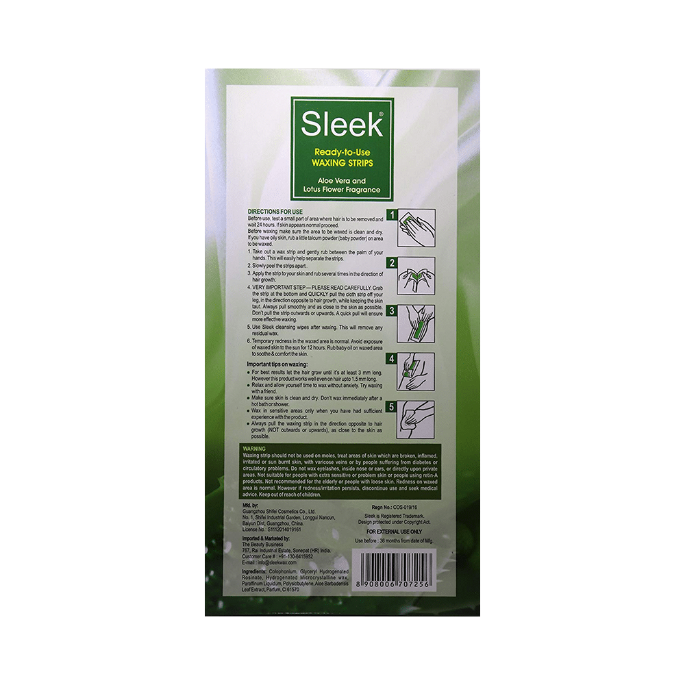 Sleek Ready-To-Use Waxing Strips( 20 Strips & 5 Wipes) Dry Skin - Image 2