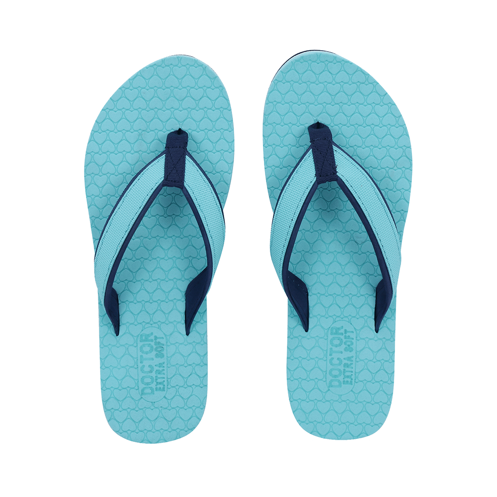 Doctor Extra Soft D 3 Women's Slippers with Bounce Back Technology Orthopaedic and Diabetic MCR Anti-skid Cushion Comfort Green Navy 4 - Image 1