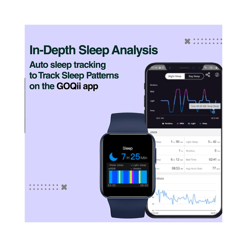 GOQii Smart Vital Lite with 3 Months Health & Personal Coaching Subscription HD Smart Watch Berry Blue - Image 6