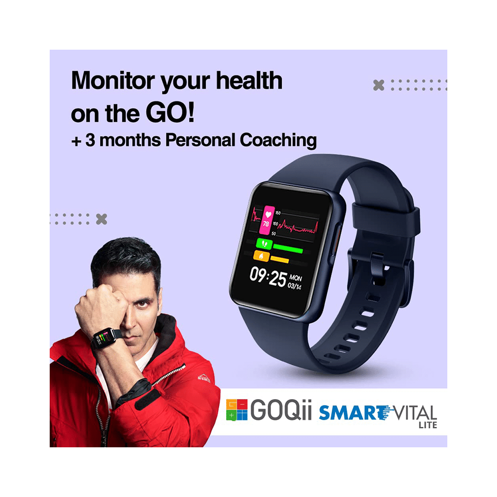 GOQii Smart Vital Lite with 3 Months Health & Personal Coaching Subscription HD Smart Watch Berry Blue - Image 9