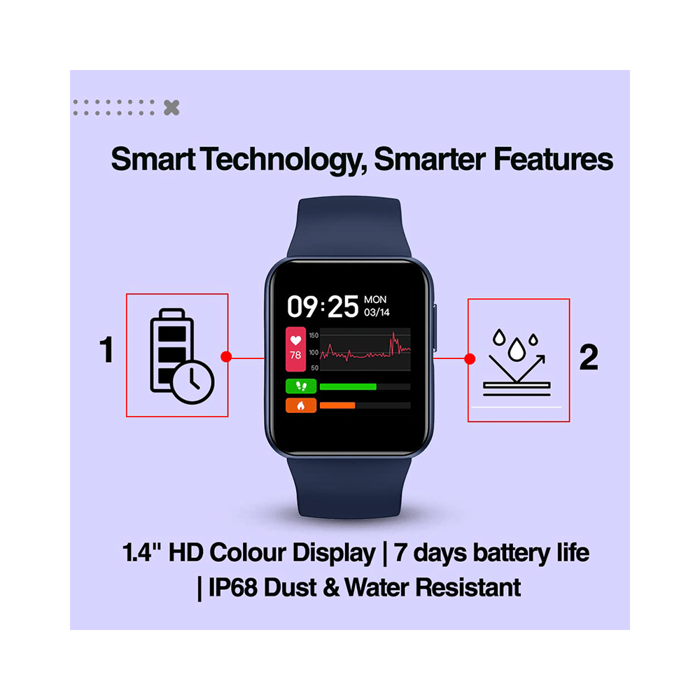 GOQii Smart Vital Lite with 3 Months Health & Personal Coaching Subscription HD Smart Watch Berry Blue - Image 7