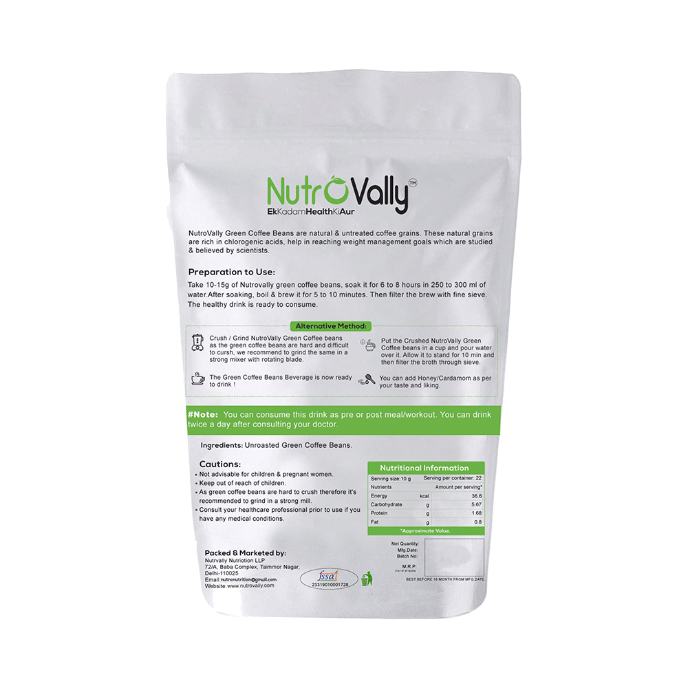 Nutrovally Unroasted Green Coffee Beans for Weight Managment (400gm Each) - Image 2