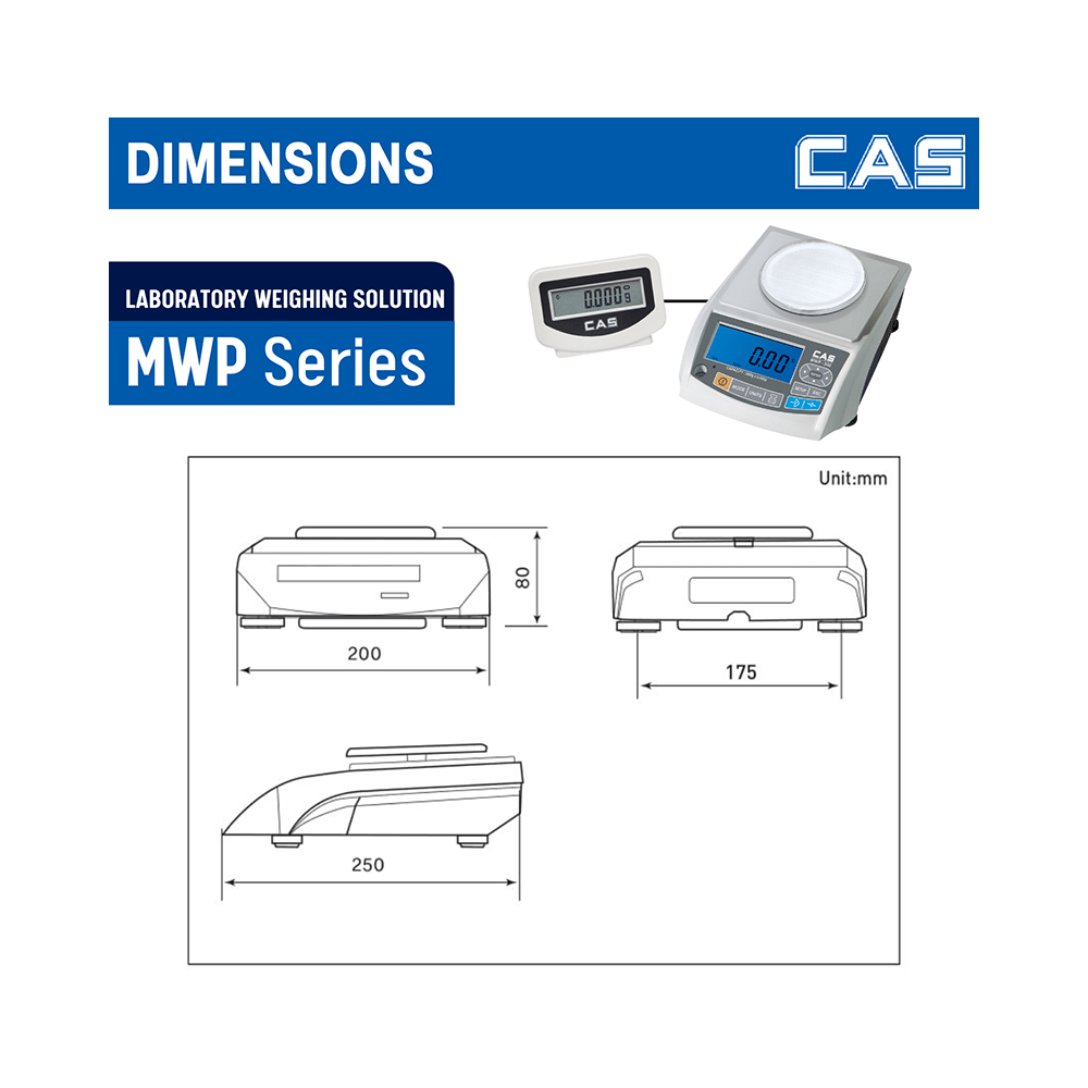 CAS MWP300 High Precision Digital Weighing Scale with Auto Blue Backlight (300g x 10mg) - Image 4