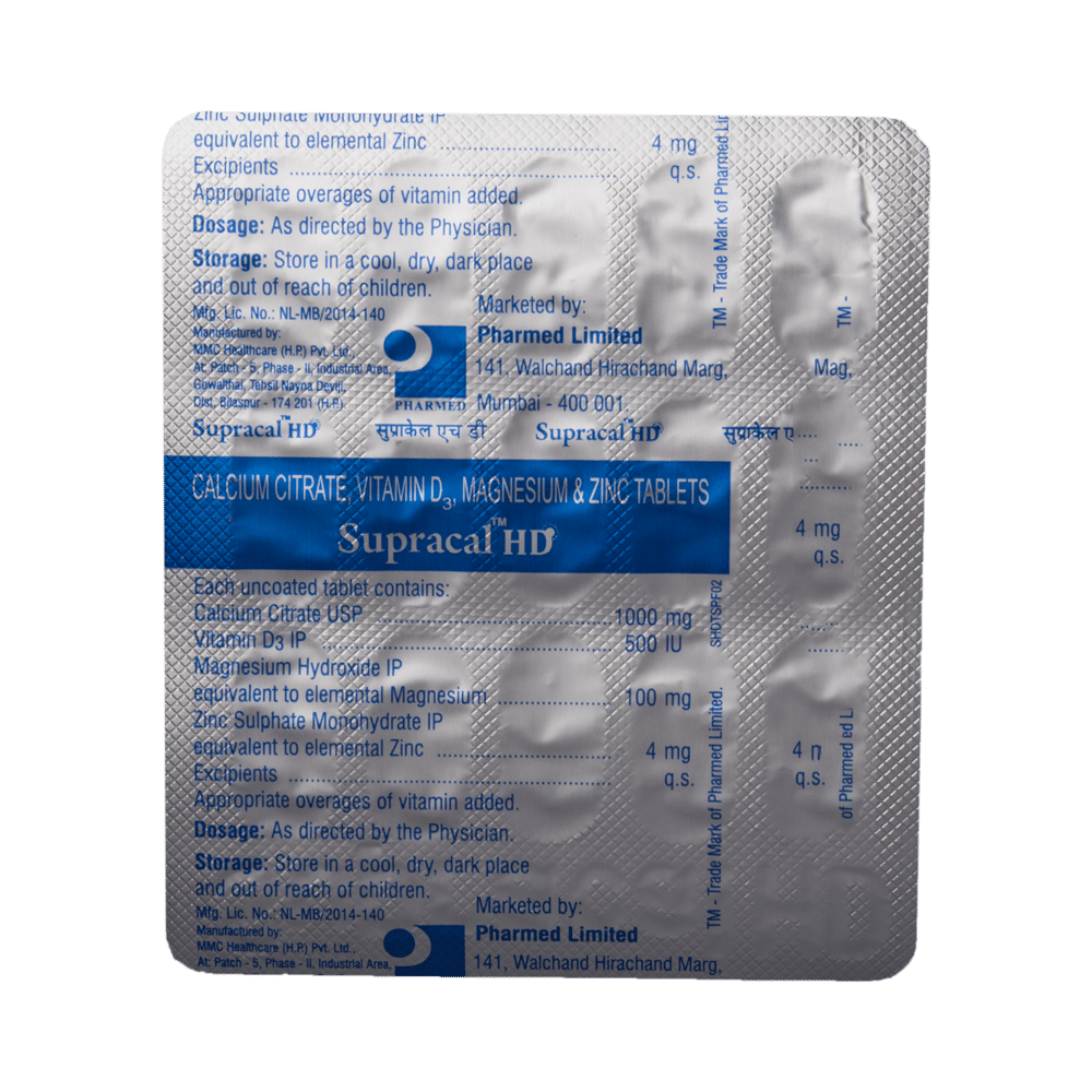 Supracal HD Tablet with Calcium, Vitamin D3, Magnesium & Zinc | For Bone & Teeth Health - Image 5