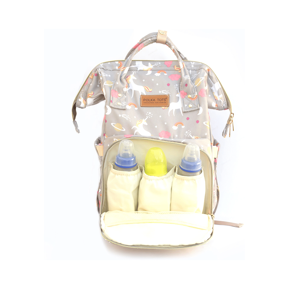 Polka Tots Waterproof Diaper Bag for Travel, Mothers Grey Waterproof - Image 3