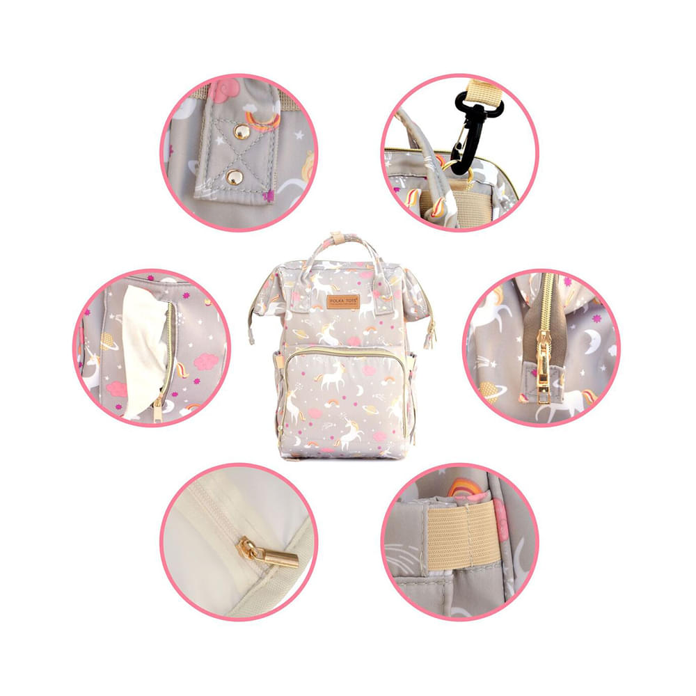 Polka Tots Waterproof Diaper Bag for Travel, Mothers Grey Waterproof - Image 5