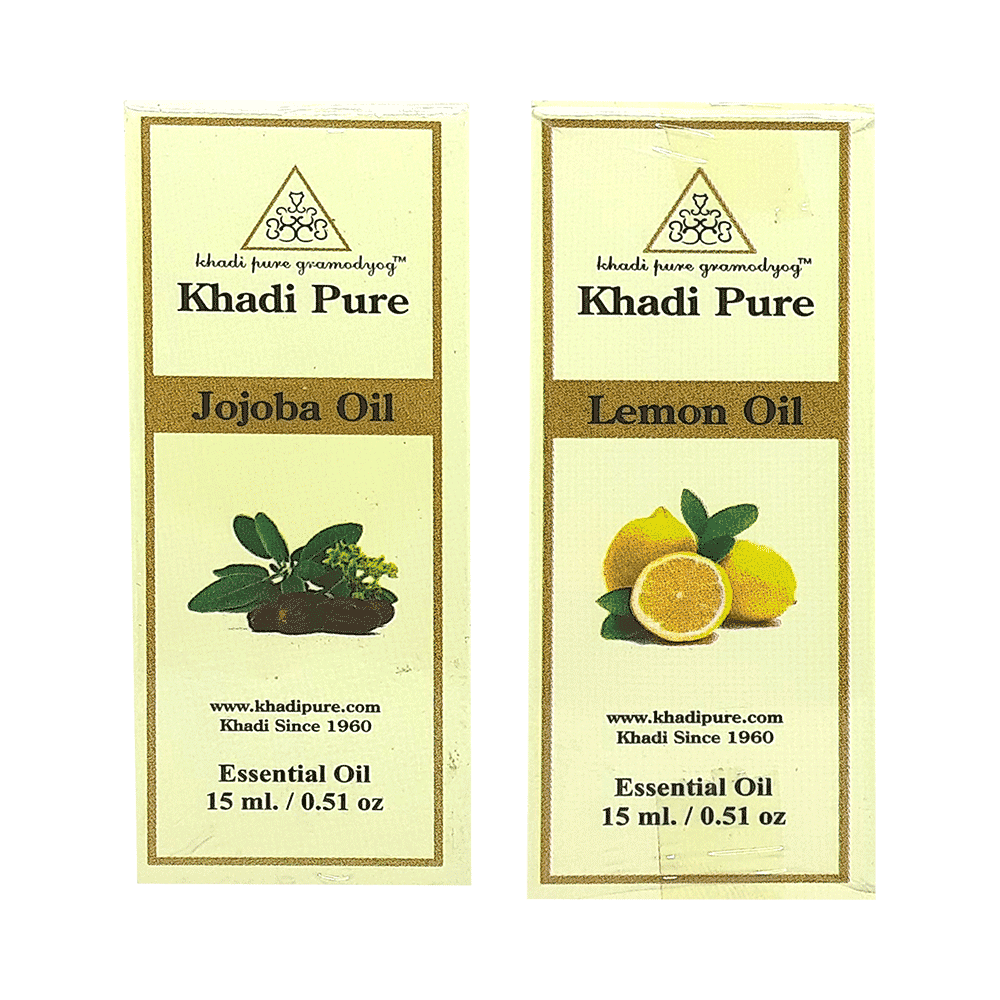 Khadi Pure Combo Pack of Jojoba Oil & Lemon Oil (15ml Each) - Image 1
