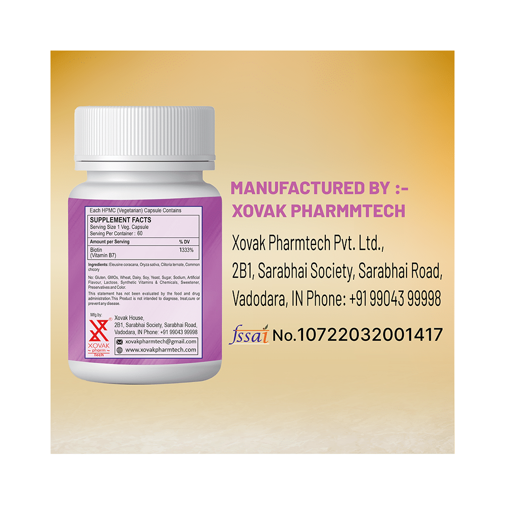 Xovak Pharmtech Biotin 10000mcg Veg Capsule - Image 3