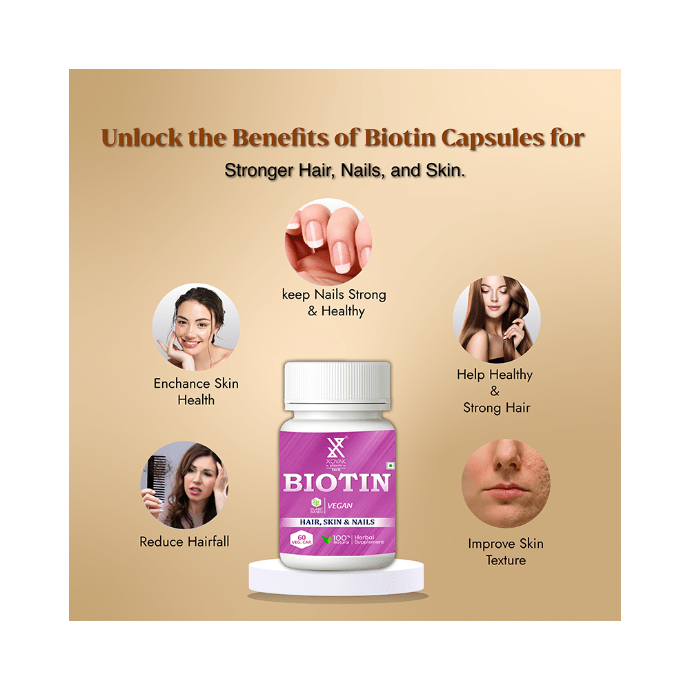 Xovak Pharmtech Biotin 10000mcg Veg Capsule - Image 4