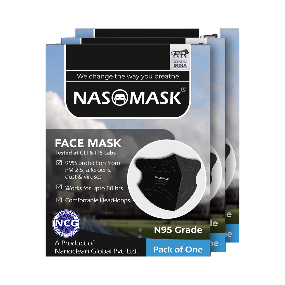 Nasomask Black N95 Grade Filter Anti-Pollution Face Mask