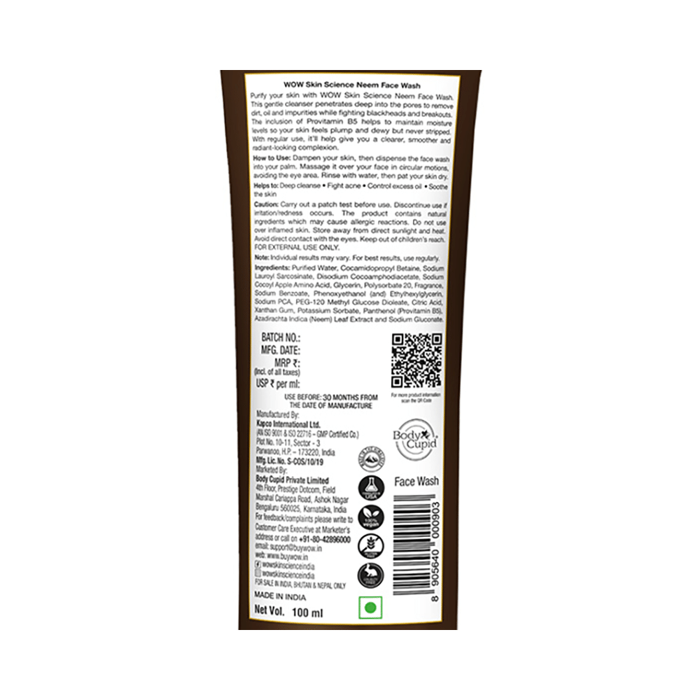WOW Skin Science Neem Face Wash - Image 3