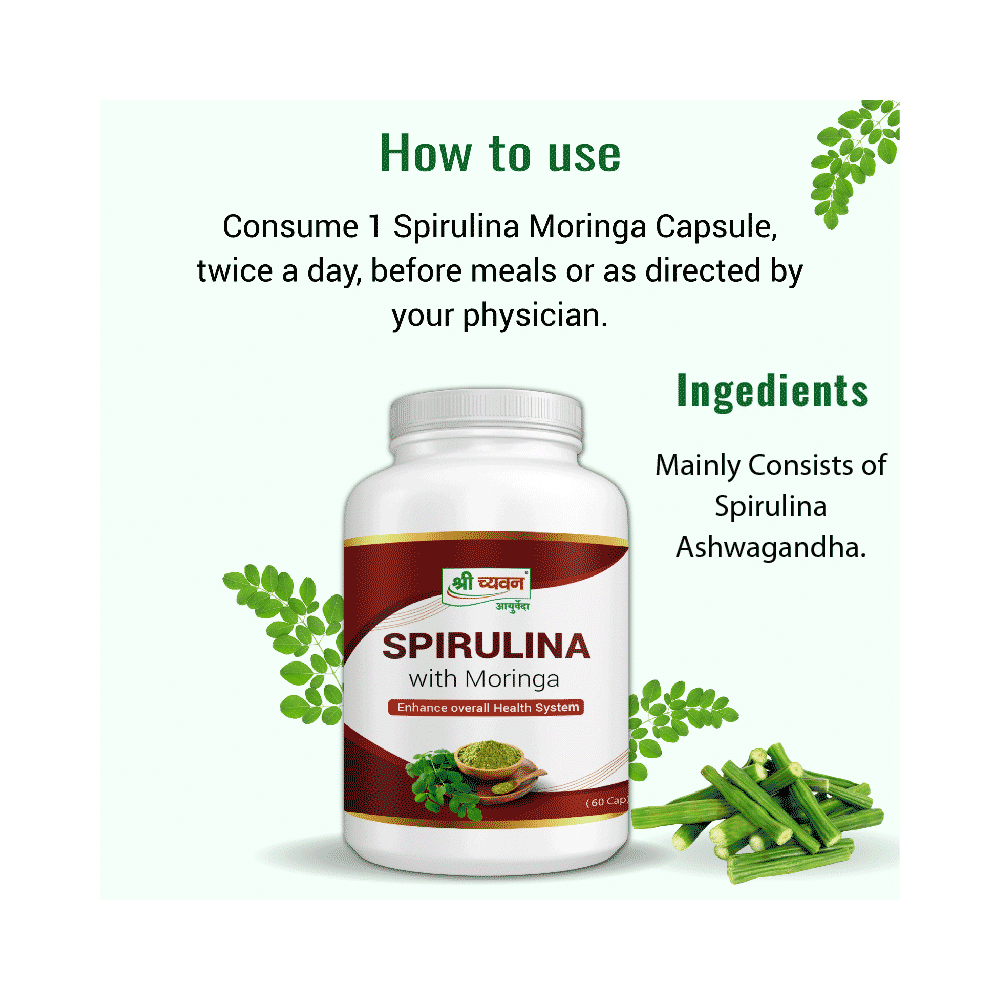 Shri Chyawan Spirulina with Moringa Capsule (60 Each) - Image 4