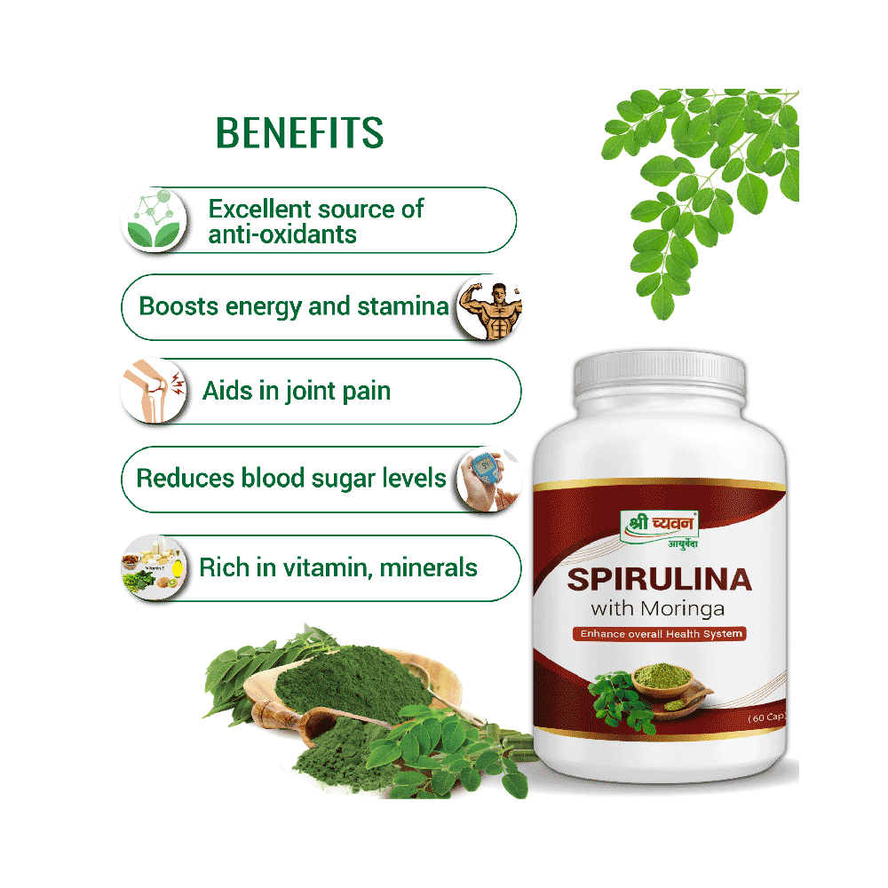 Shri Chyawan Spirulina with Moringa Capsule (60 Each) - Image 5