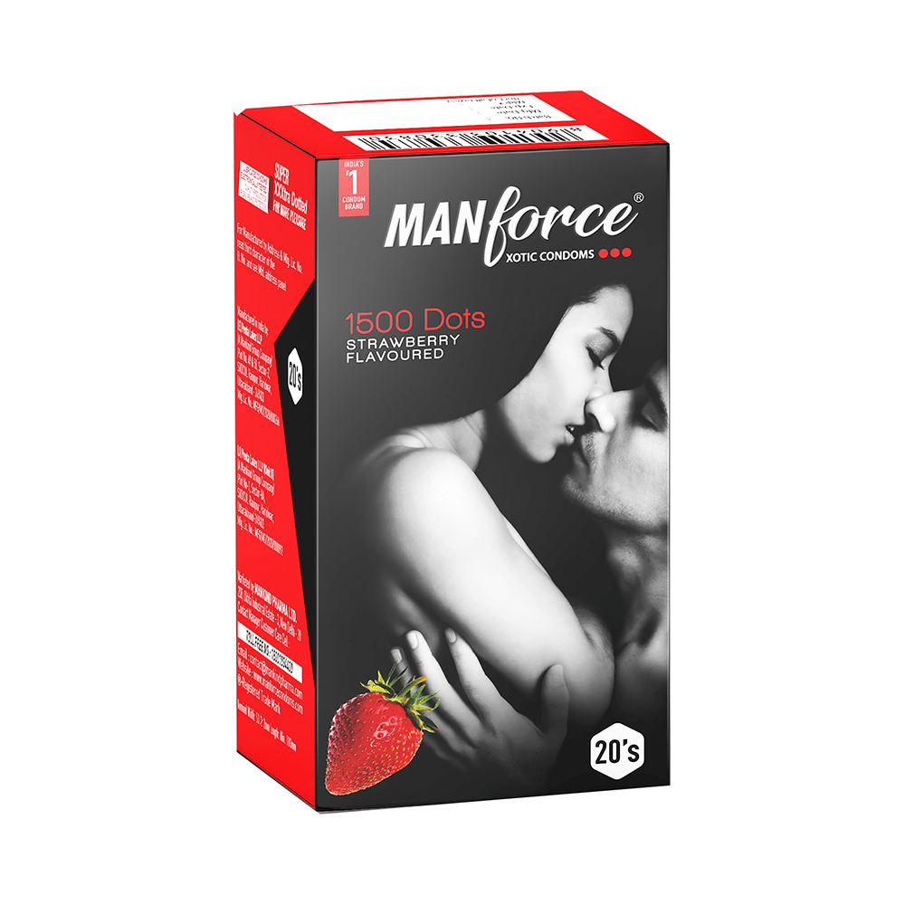 Manforce 1500 Dots Xotic Condom | Flavour Strawberry - Image 3