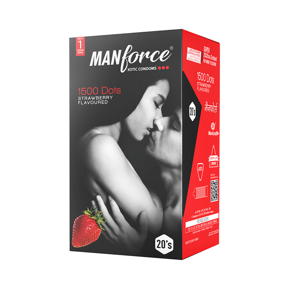 Manforce 1500 Dots Xotic Condom | Flavour Strawberry - Image 4