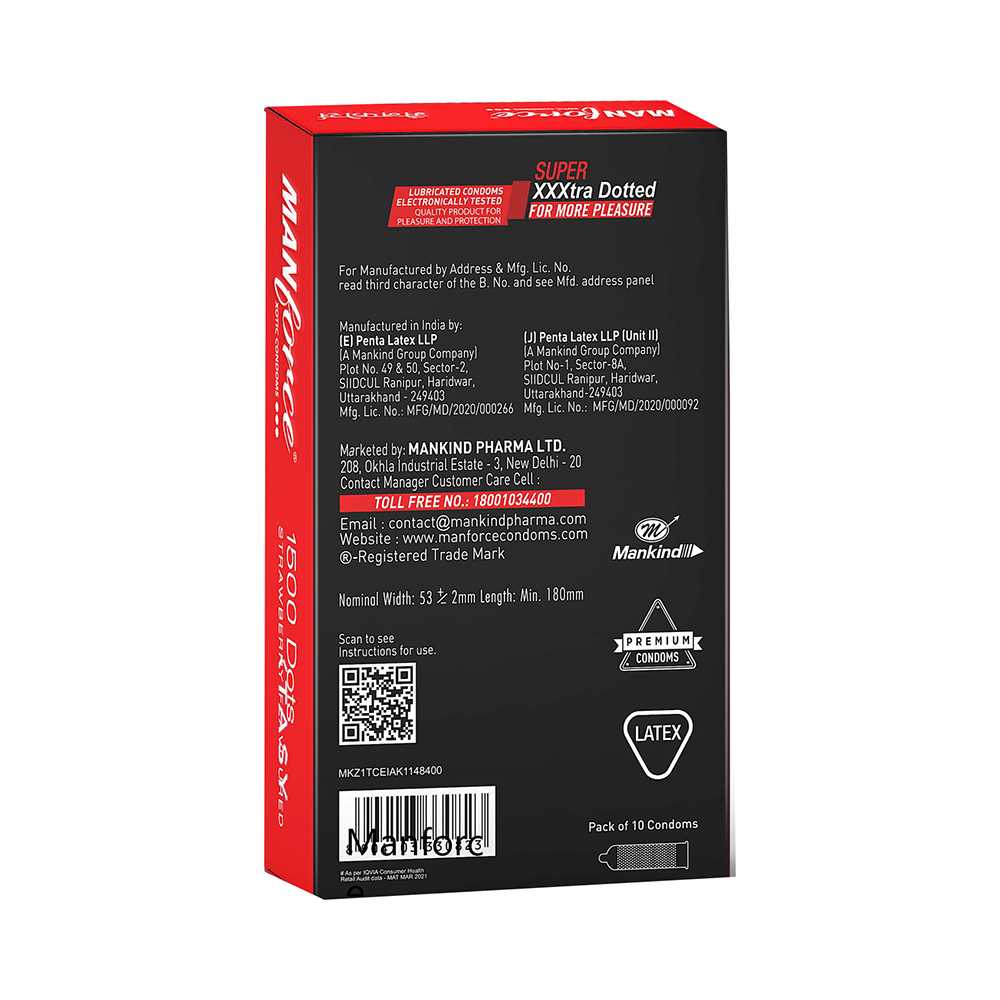Manforce 1500 Dots Xotic Condom | Flavour Strawberry - Image 2