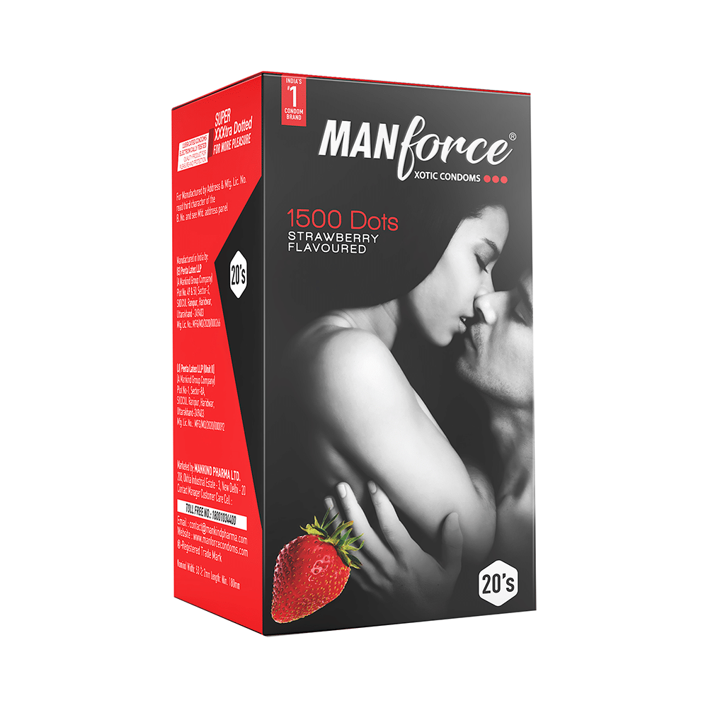 Manforce 1500 Dots Xotic Condom | Flavour Strawberry - Image 1