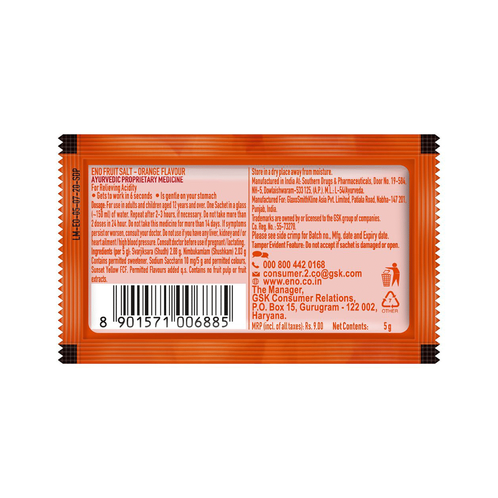 Eno Powder | Provides Fast Relief from Acidity | Flavour Orange - Image 2