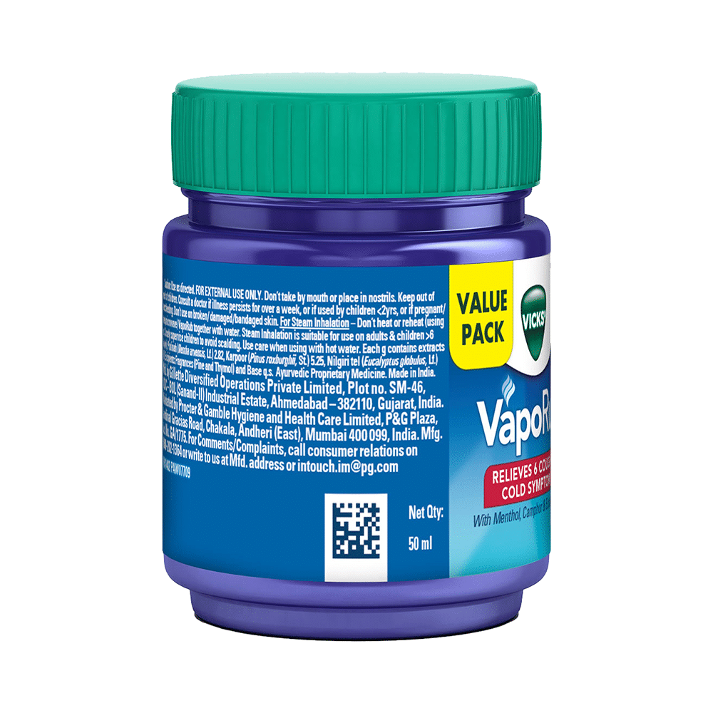 Vicks Vaporub Balm with Menthol, Camphor & Eucalyptus Oil | Relieves 6 Symptoms of Cough & Cold | Goodness of Ayurveda - Image 3