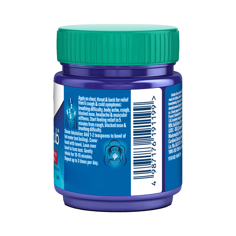 Vicks Vaporub Balm with Menthol, Camphor & Eucalyptus Oil | Relieves 6 Symptoms of Cough & Cold | Goodness of Ayurveda - Image 2