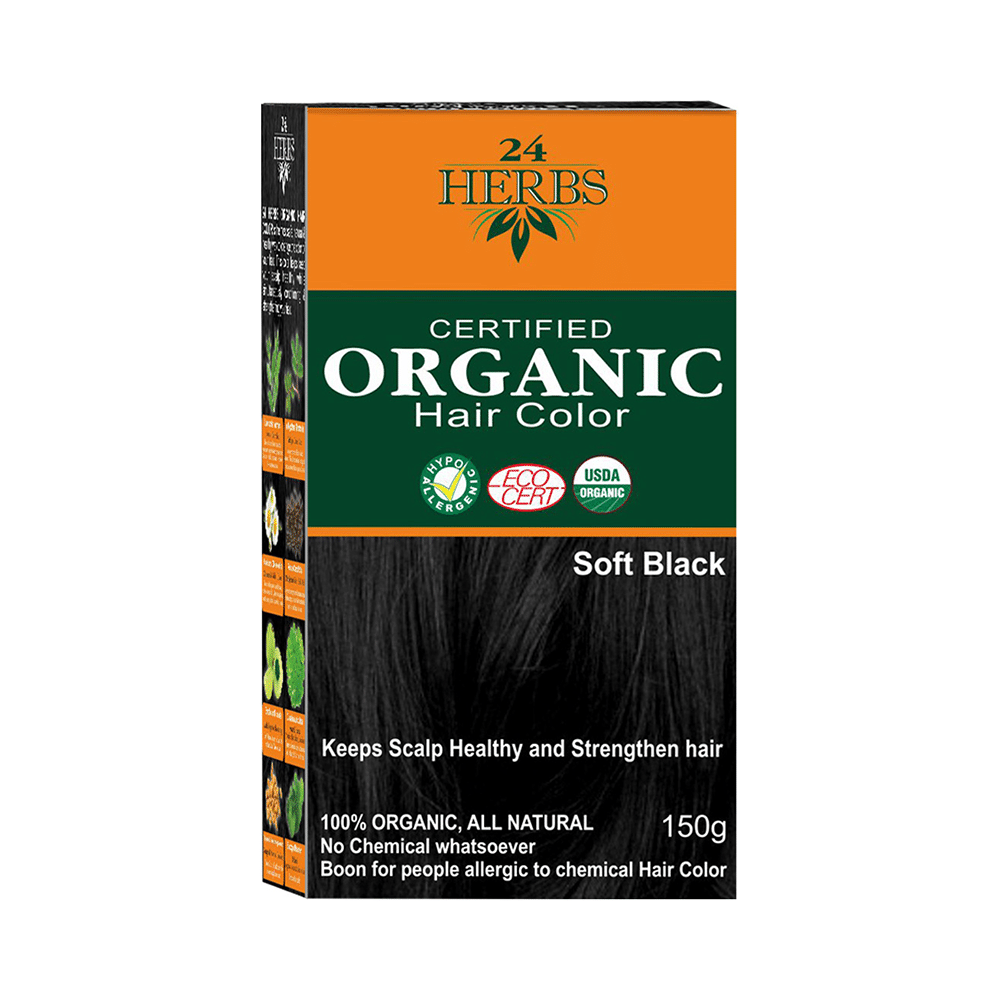 Indus Valley 24 Herbs Organic Hair Color Soft Black - Image 1