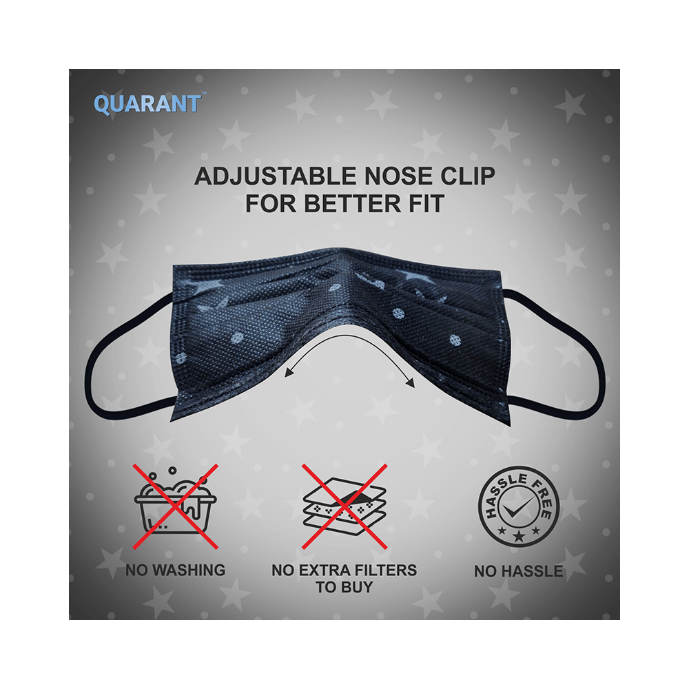 Quarant 4 Ply Designer Protective Face Mask Stary Night Print Black - Image 4