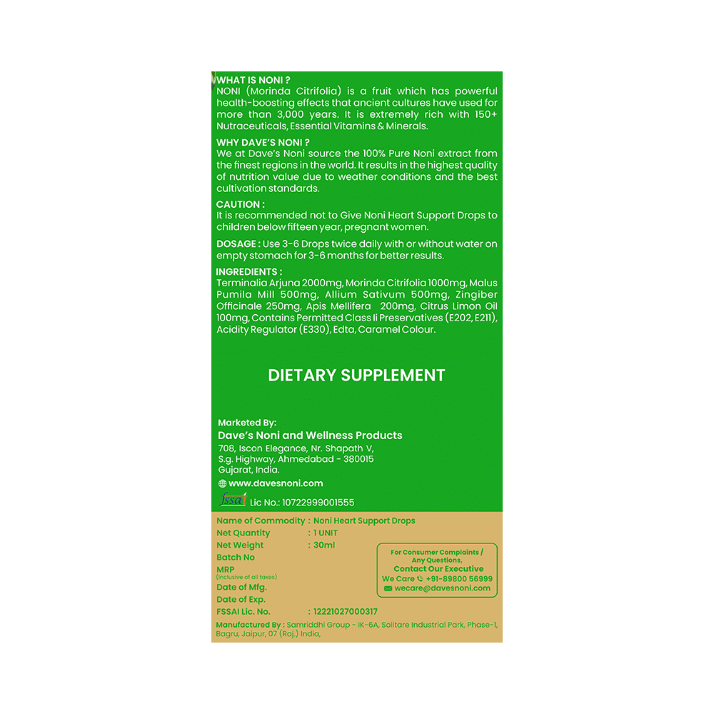 The Dave's Noni Heart Support Drops (30ml Each) - Image 3
