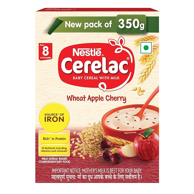 Nestle Cerelac Baby Cereal with Milk Wheat Apple Cherry Stage 2 (From 8 to 24 Months) - Image 1