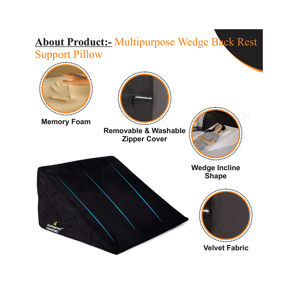 Superfine Comfort Bed Wedge Multi Angle Elevation Seating & Sleeping Pillow for Back Support TV Watch, Acid Reflux and Couple Support Grey - Image 3