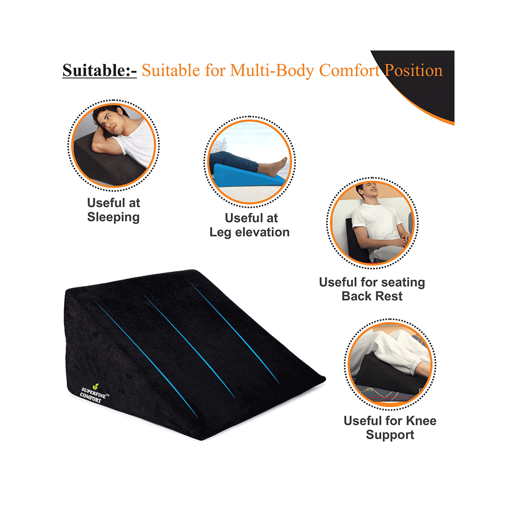 Superfine Comfort Bed Wedge Multi Angle Elevation Seating & Sleeping Pillow for Back Support TV Watch, Acid Reflux and Couple Support Grey - Image 5