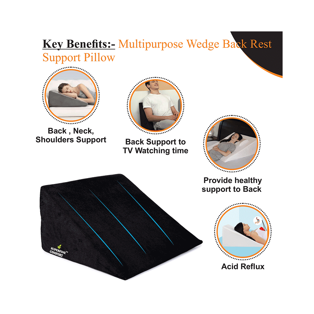 Superfine Comfort Bed Wedge Multi Angle Elevation Seating & Sleeping Pillow for Back Support TV Watch, Acid Reflux and Couple Support Grey - Image 2