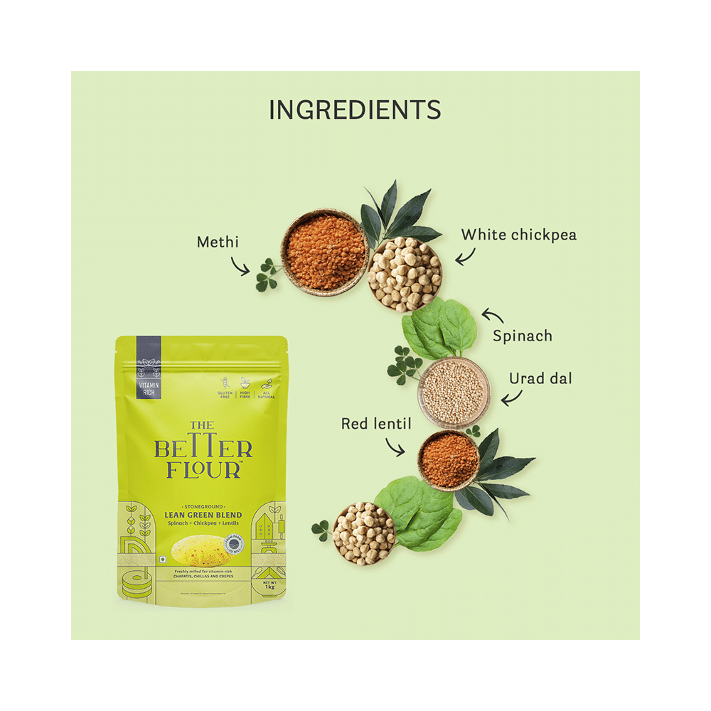 The Better Flour Vitamin Rich Spinach Flour, Low Carb Atta & Gluten Free Multigrain Atta - Image 3