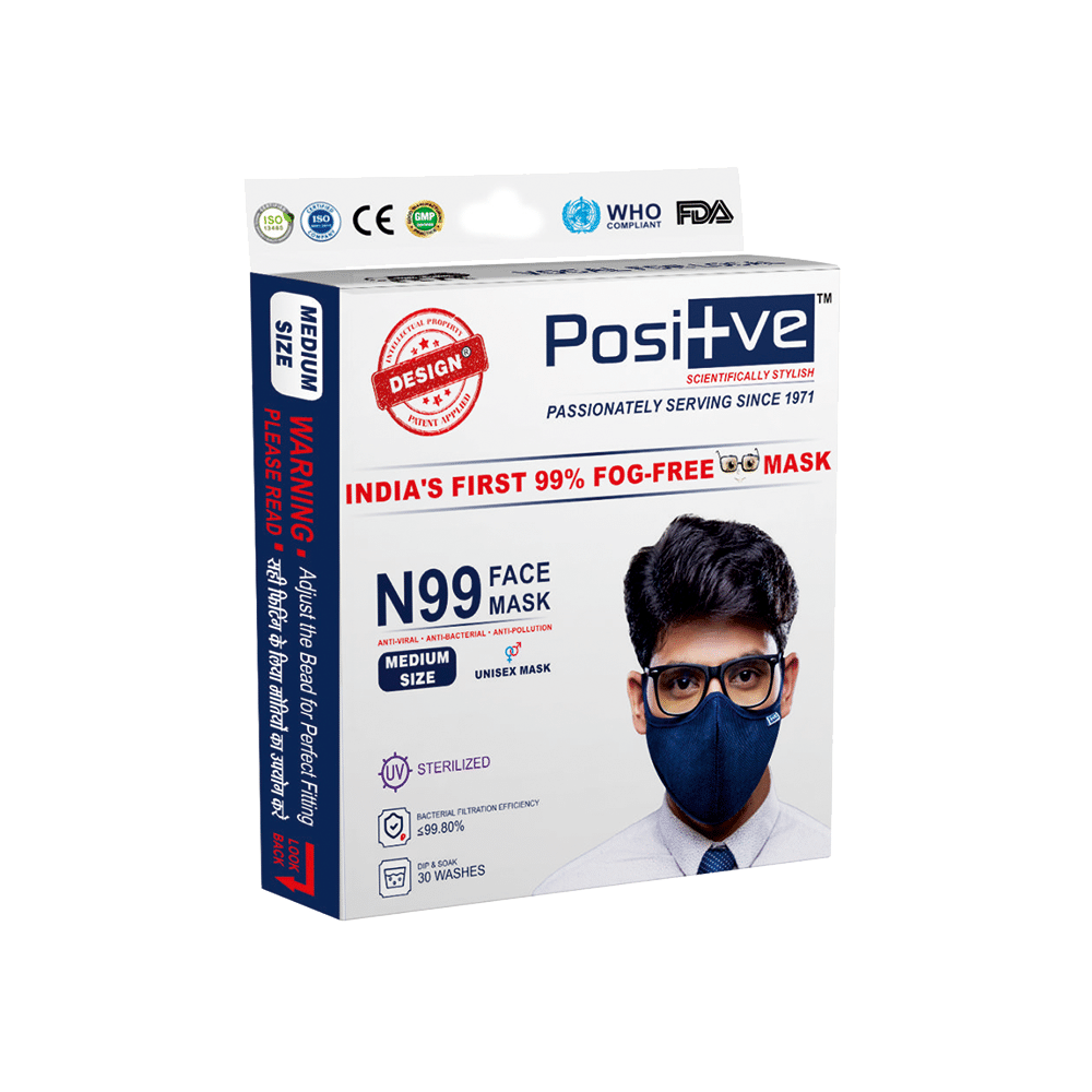 Posi+ve N99 Face Mask Medium Navy Blue - Image 2